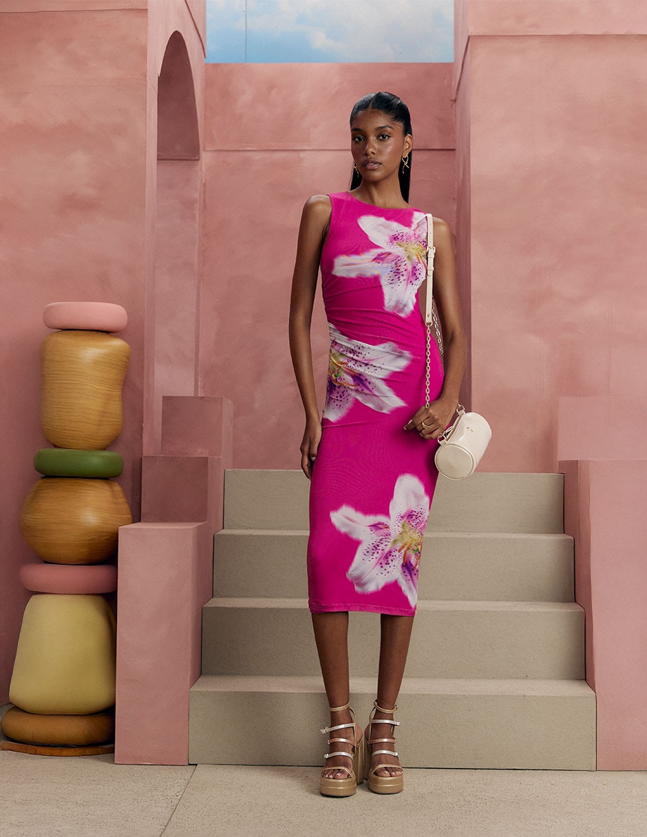 Imagen de producto Fashion fest vestido flores fucsia