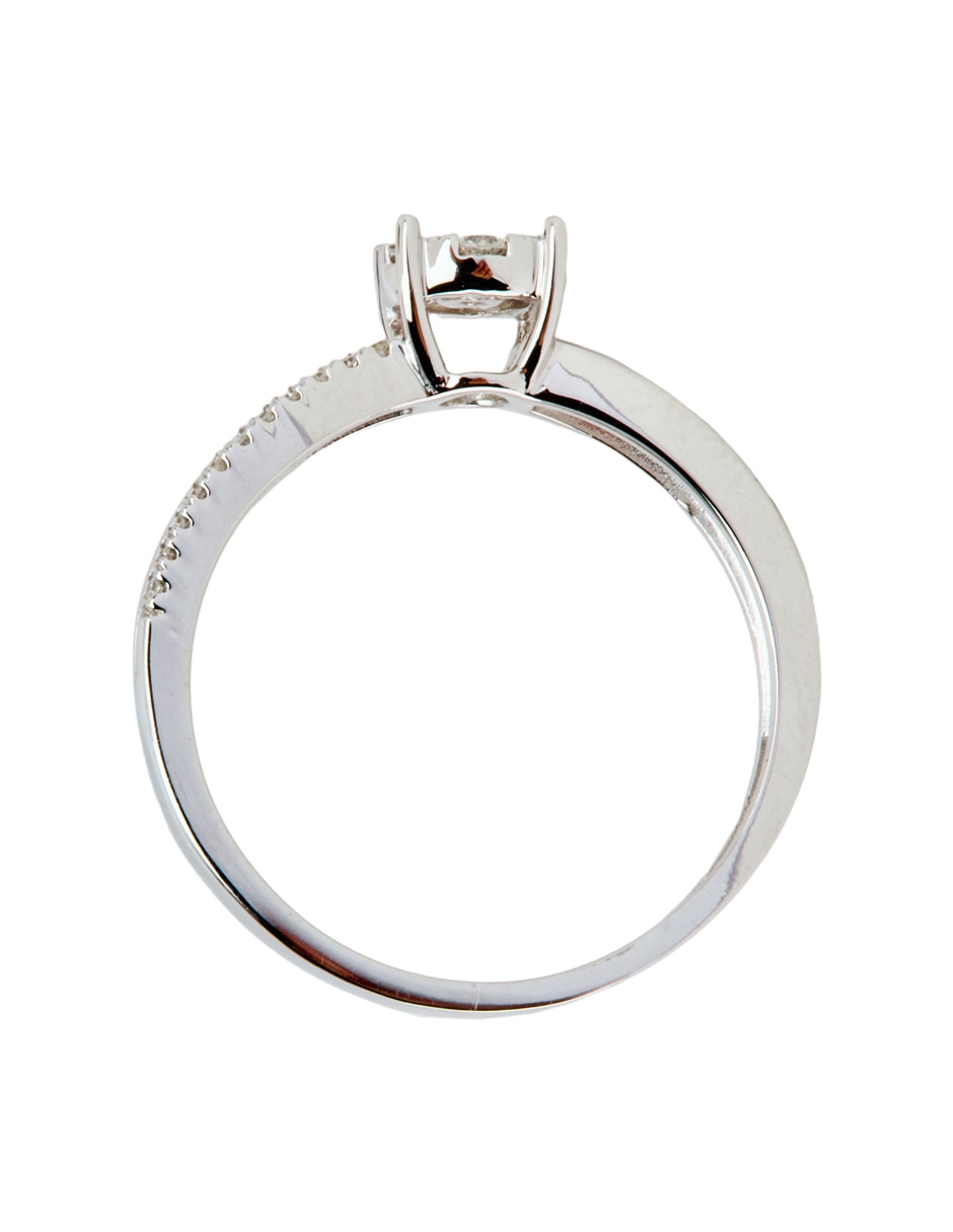Anillo de compromiso de oro blanco 14 k diamante 5