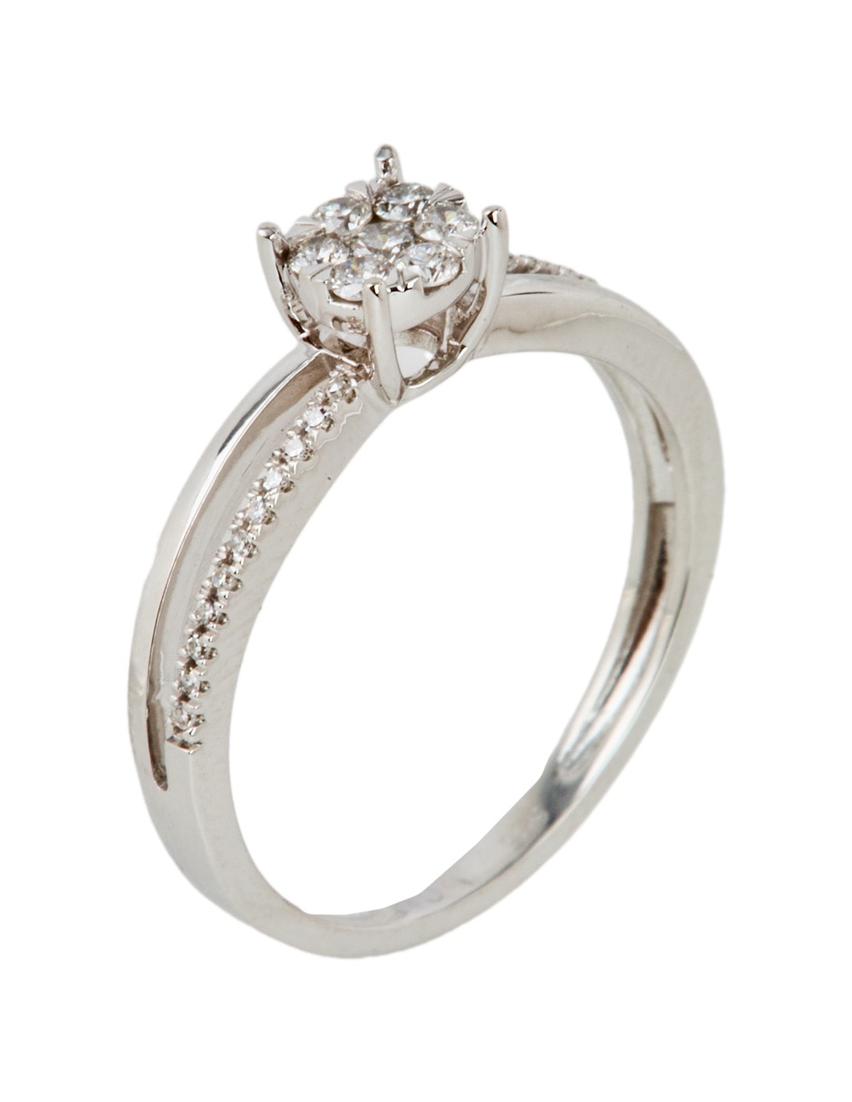 Anillo de compromiso de oro blanco 14 k diamante 6