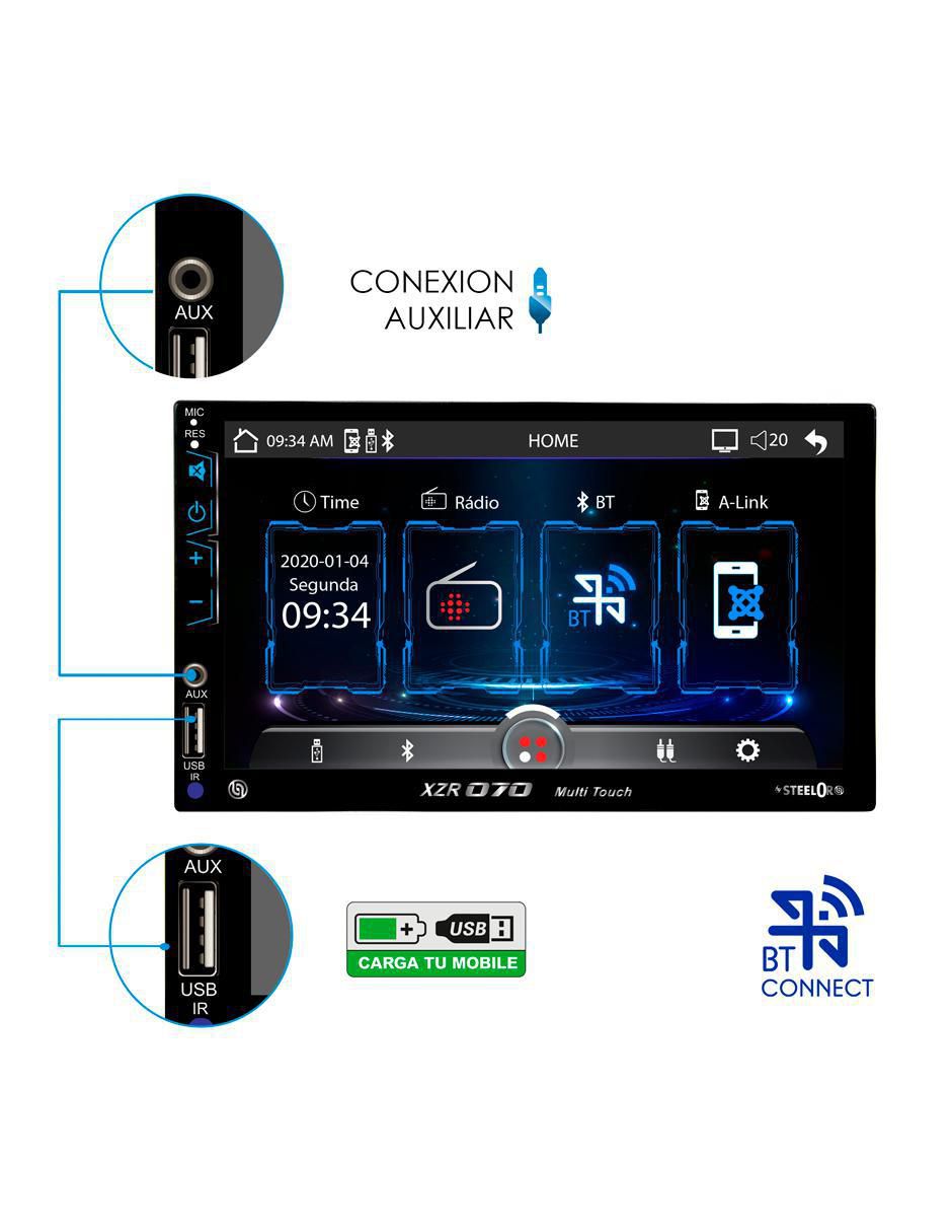 Pantalla para auto con subwoofer Steelpro XZR-070