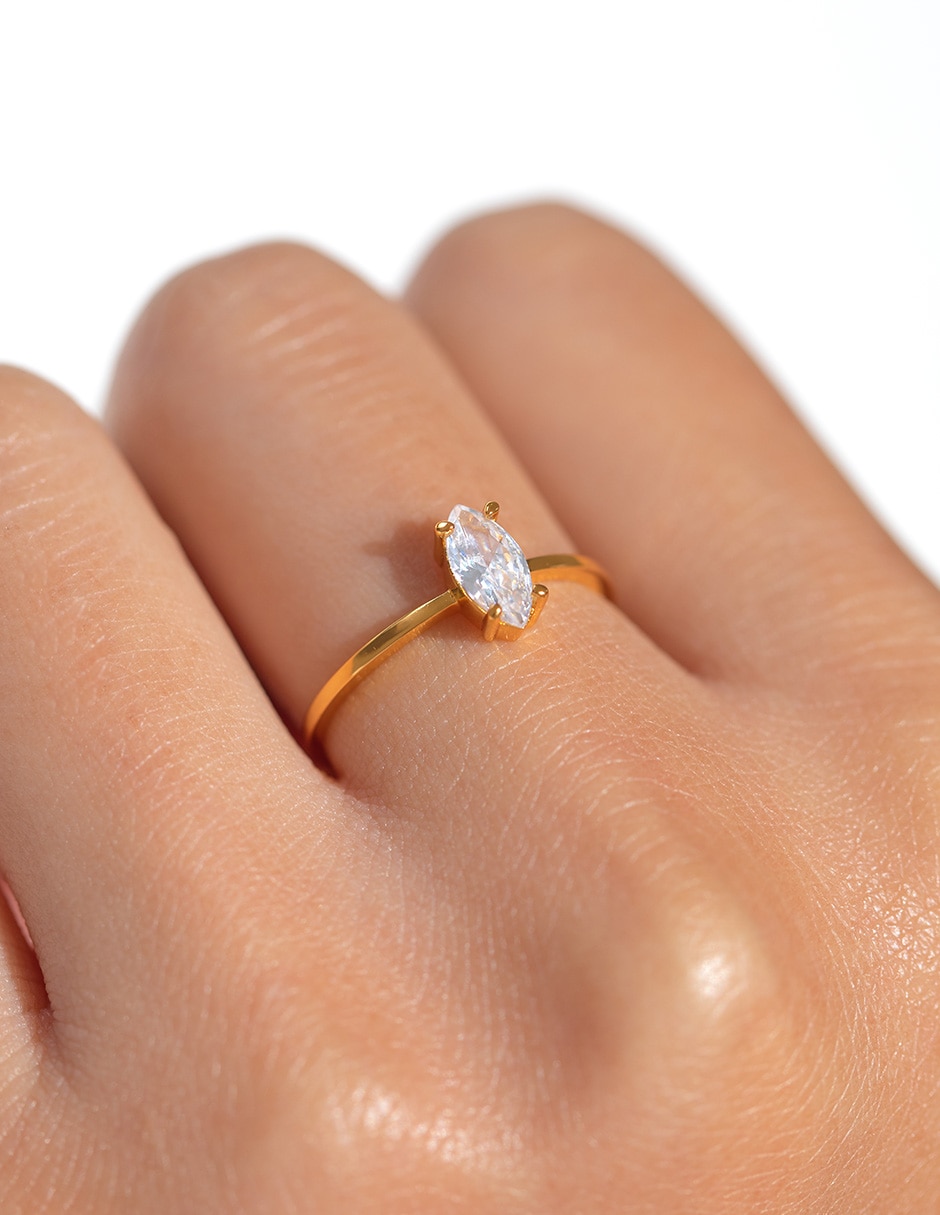 Anillo Girls Crew 18 k zirconia cúbica chapa de oro