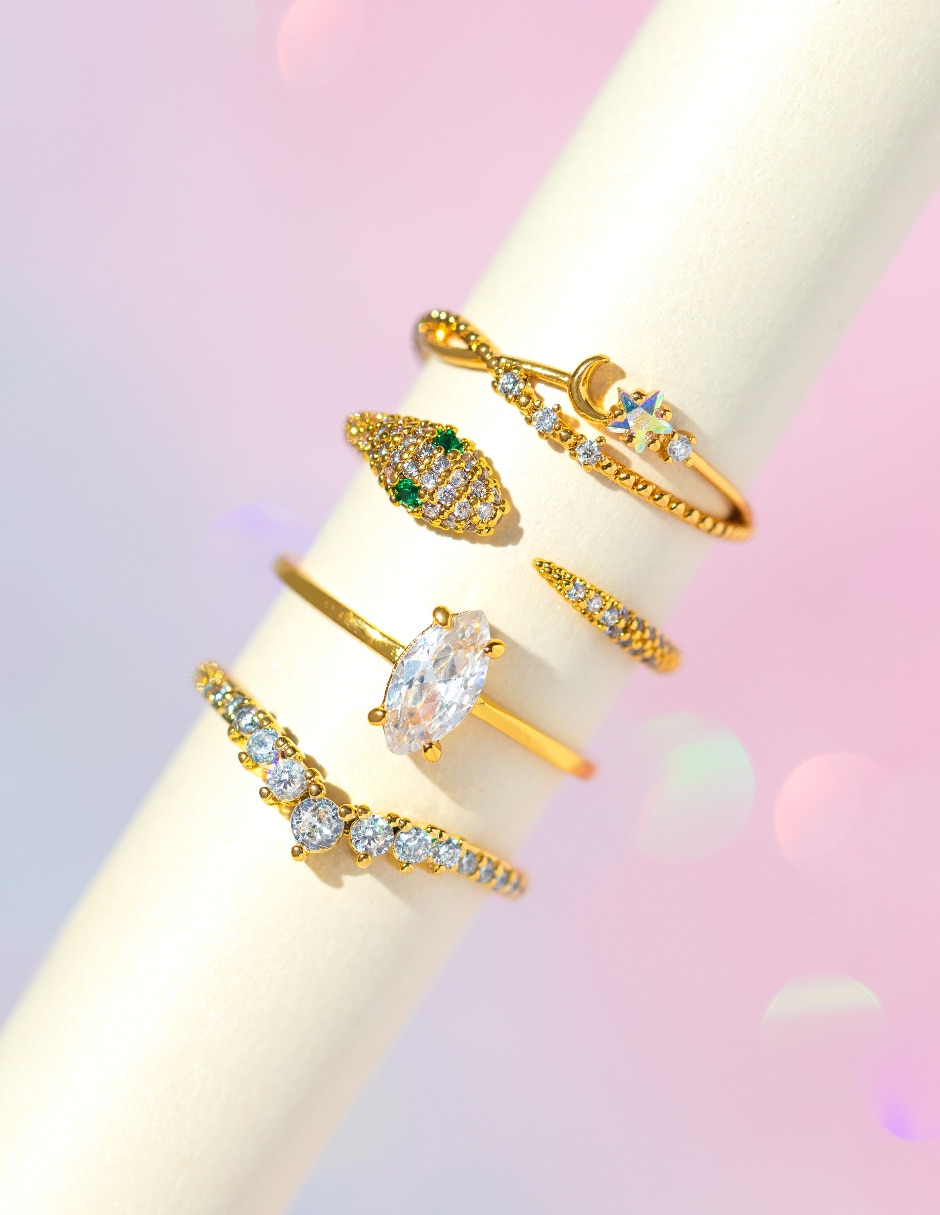 Anillo Girls Crew 18 k zirconia cúbica chapa de oro