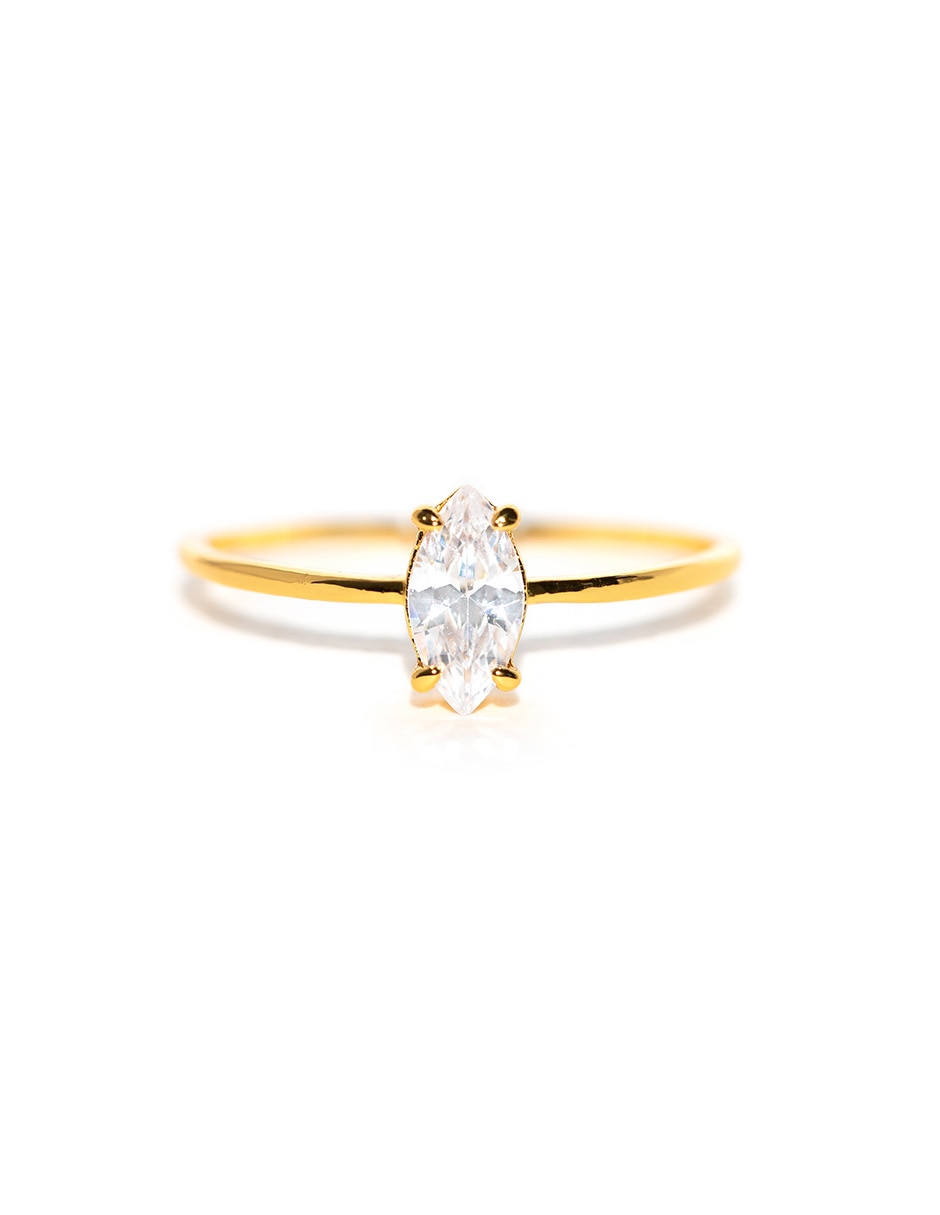 Anillo 18 k zirconia cúbica chapa de oro