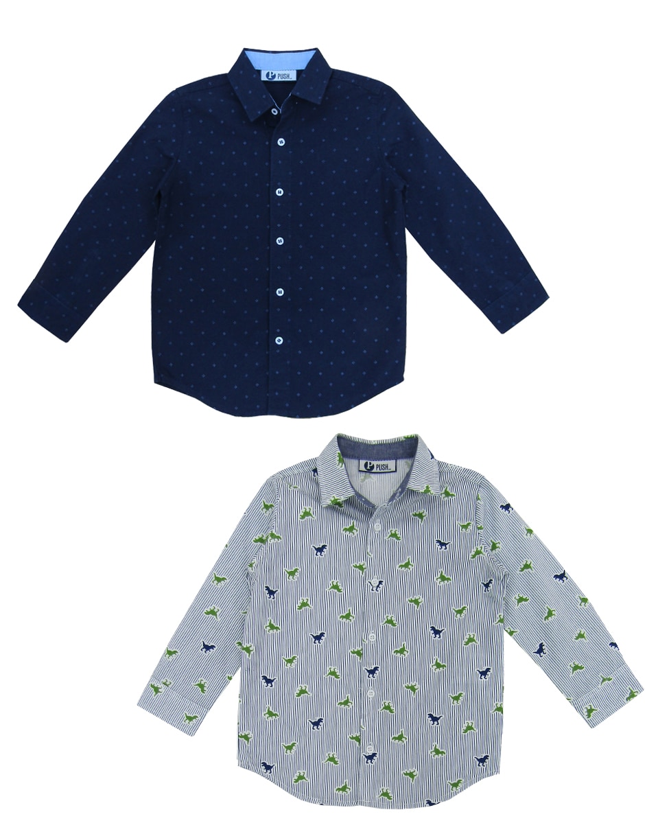 Set de camisa casual Push de algodón manga larga para niño