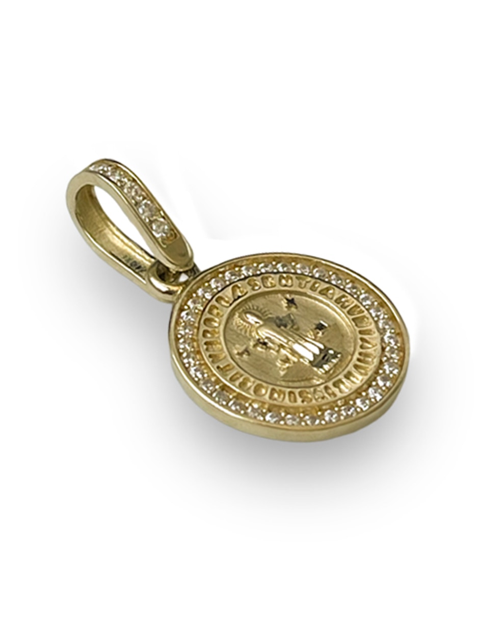 Dije redondo Argo Joyeros San Benito de oro 14 k