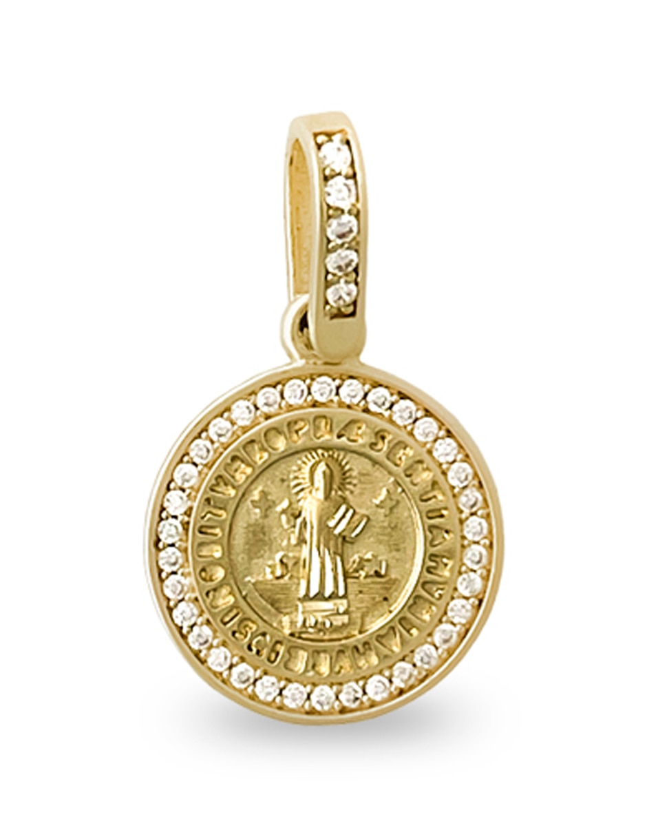 Dije redondo Argo Joyeros San Benito de oro 14 k
