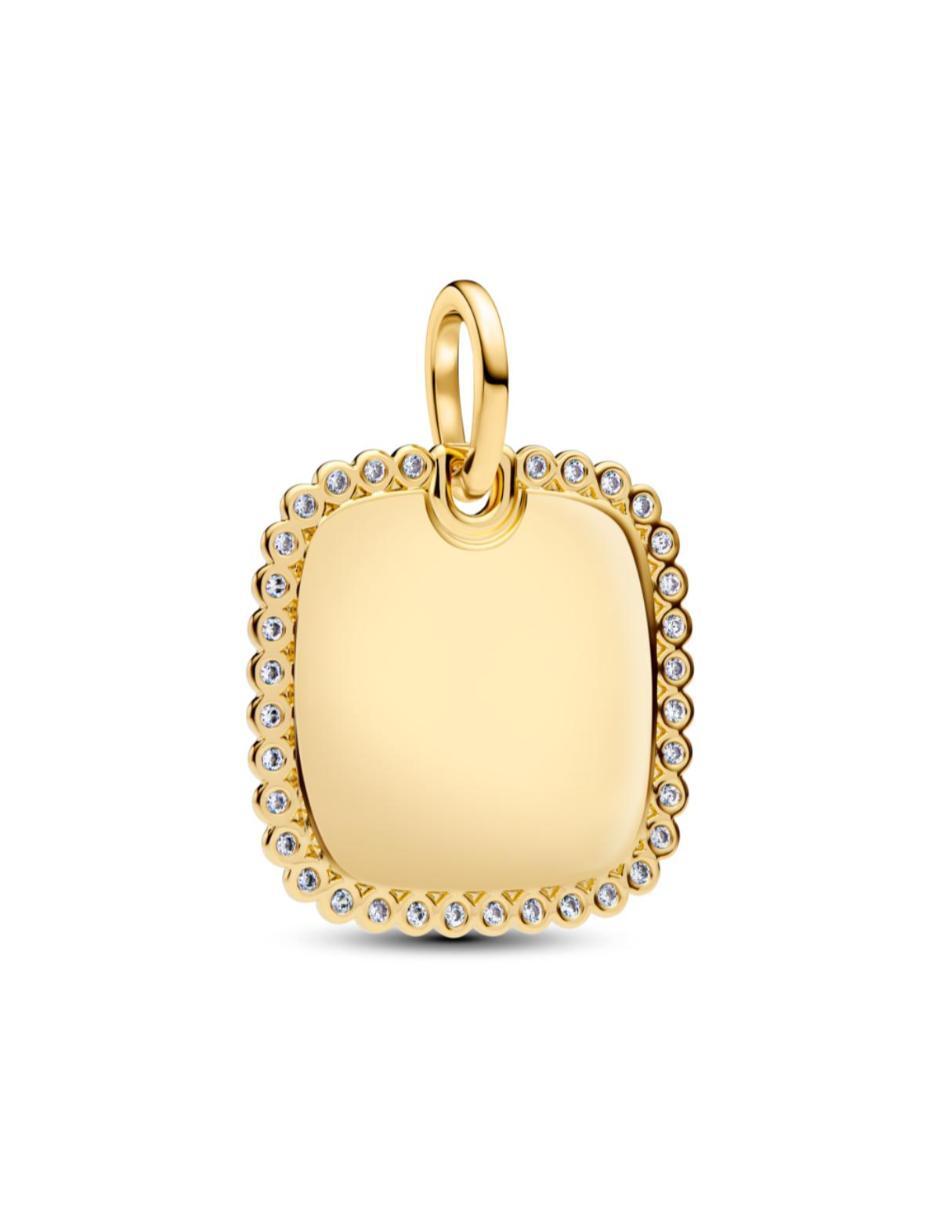 Dije cuadrado moments de plata P 925 zirconia cúbica