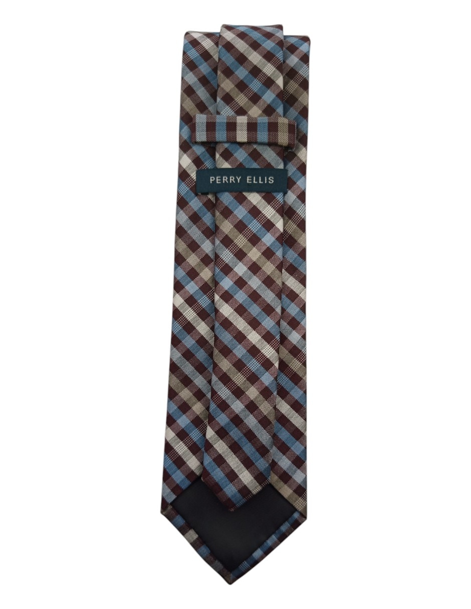 Corbata Perry Ellis regular estampado vichy para hombre