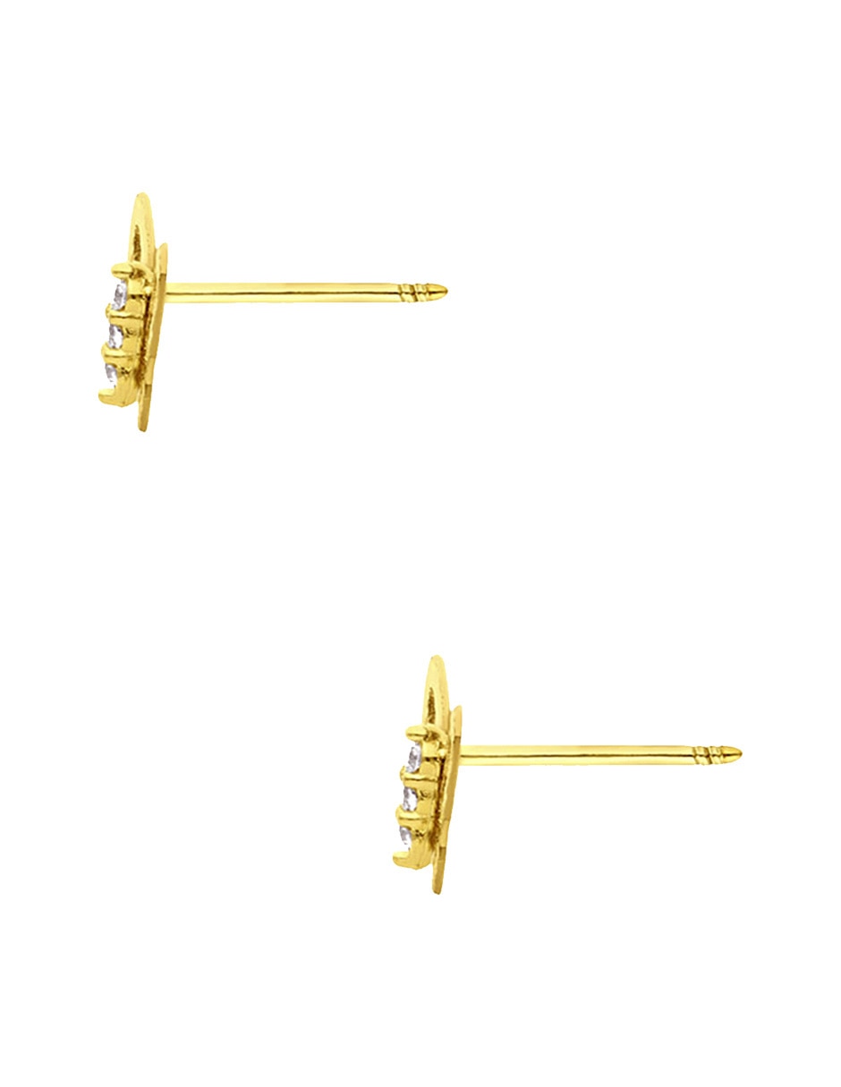 Broqueles de mariposa Sabelli de oro amarillo 14 K con acabado diamantado zirconia