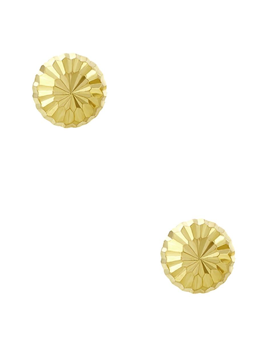 Broqueles redondos de oro amarillo 14 k con acabado diamantado