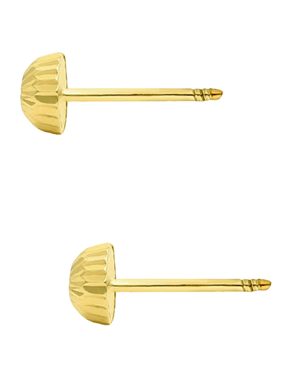 Broqueles redondos Sabelli de oro amarillo 14 k con acabado diamantado