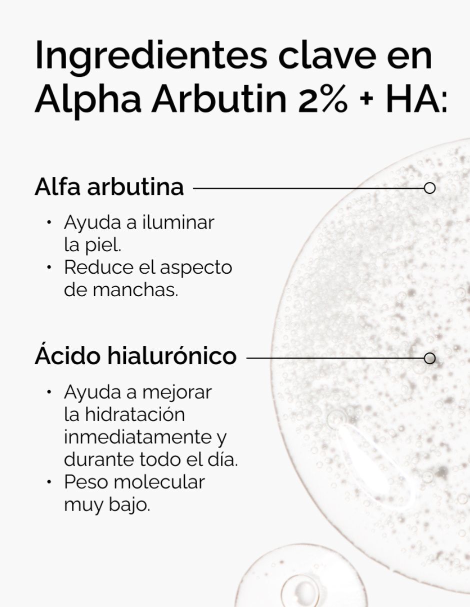 Sérum antimanchas facial Alpha Arbutin 2% + ha (alfa arbutina al 2% + ácido hialurónico) The Ordinary para todo tipo piel