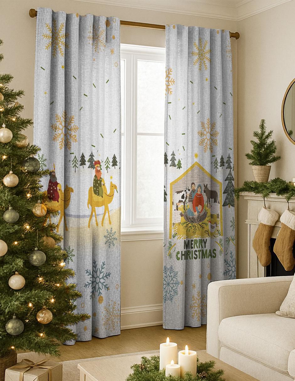 Cortina sin filtración Béla juego de 2 cortinas Sienna Navideñas