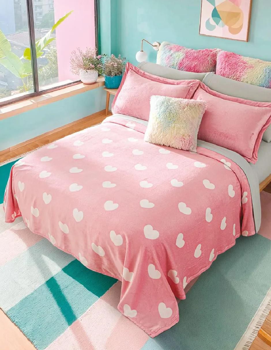 Cobertor concord Pink Hearts estampado gráfico