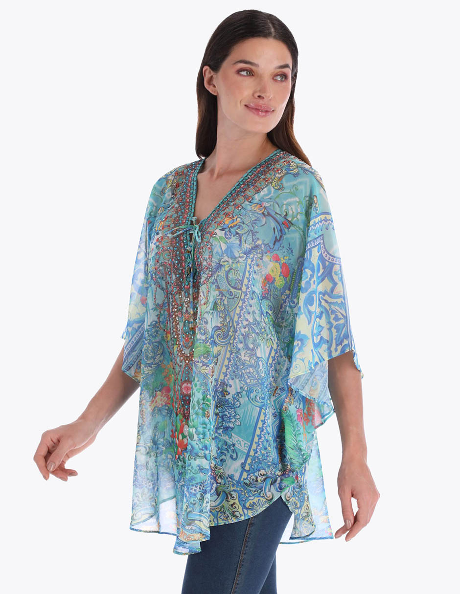 Blusa túnica Charme manga 3/4 para mujer Blusa túnica Charme manga 3/4 para mujer