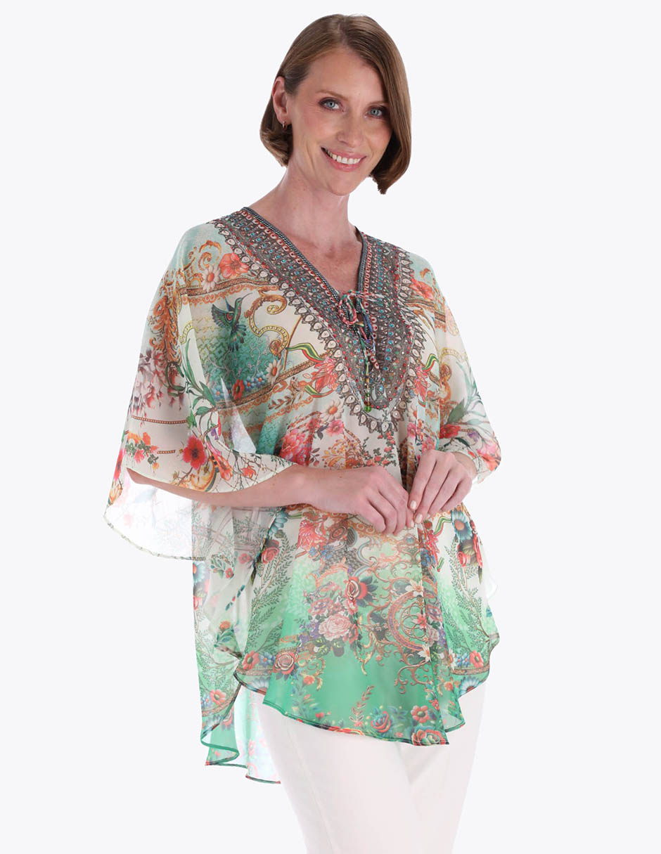 Blusa túnica Charme manga 3/4 para mujer