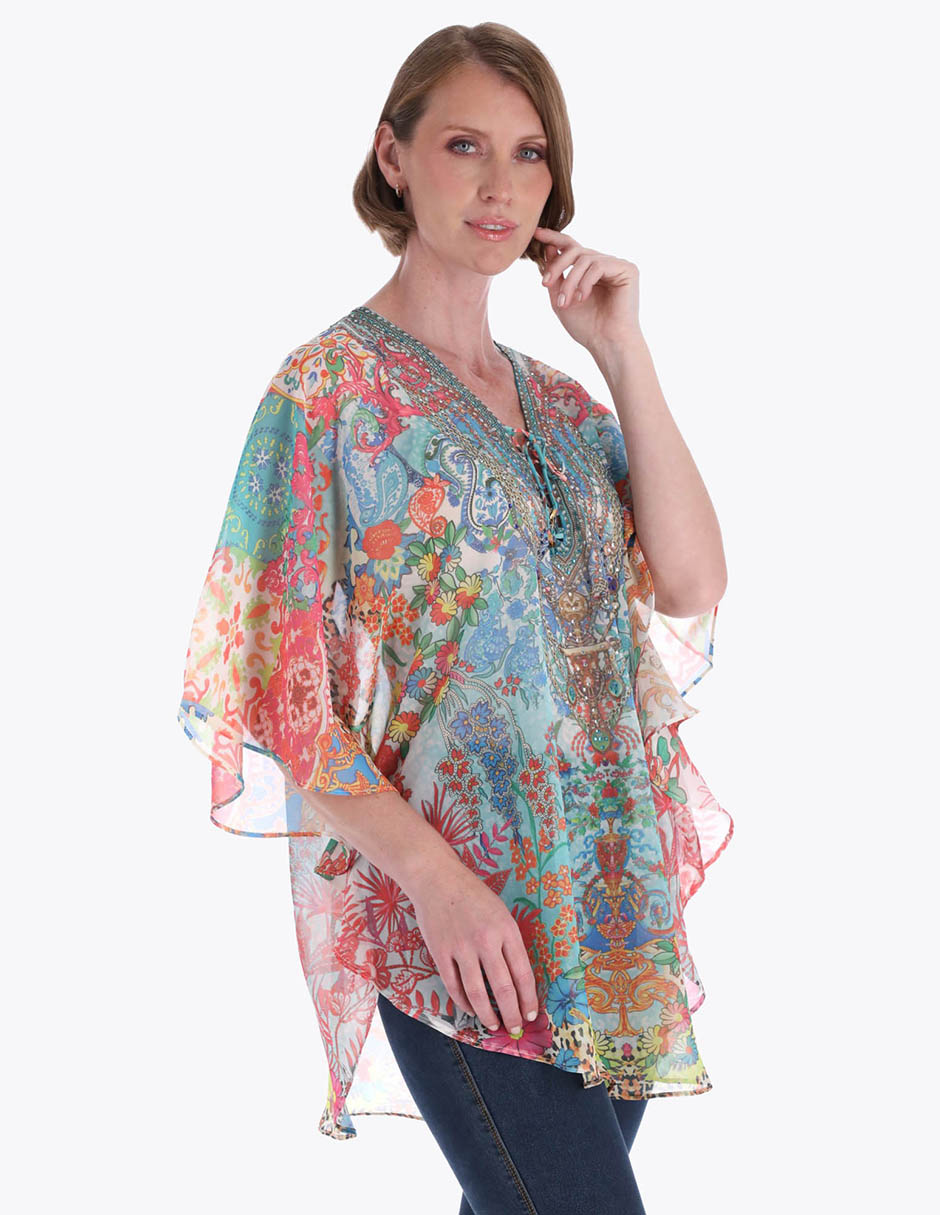 Blusa túnica Charme manga 3/4 para mujer