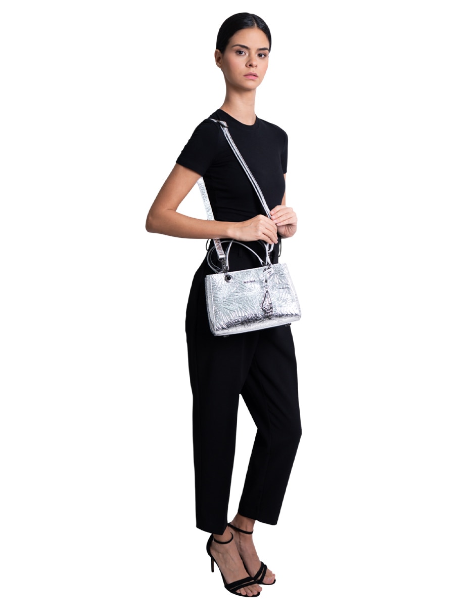 Bolsa satchel Grabado Mariposa de piel para mujer 2