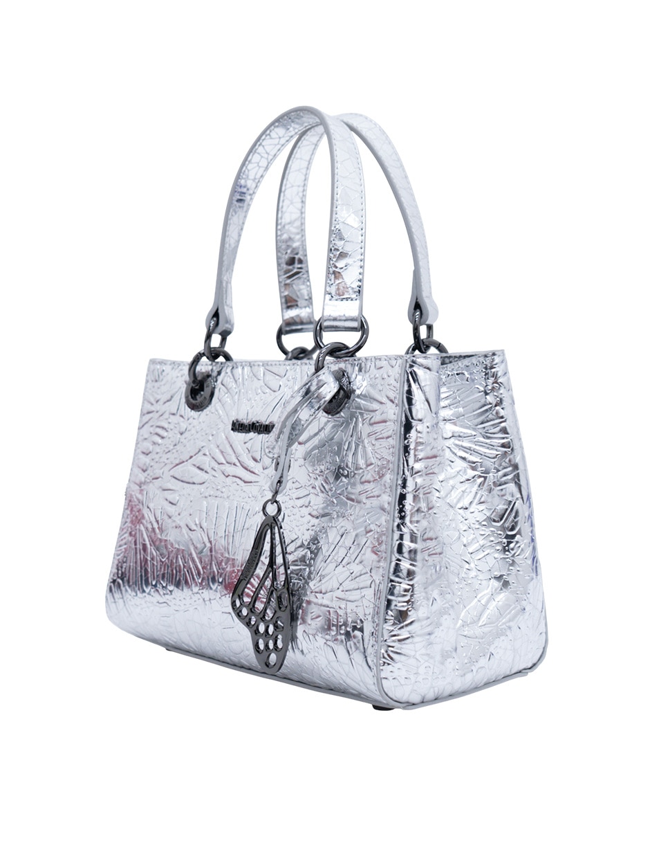 Bolsa satchel Grabado Mariposa de piel para mujer 3