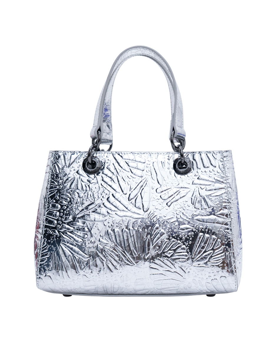 Bolsa satchel Grabado Mariposa de piel para mujer 4
