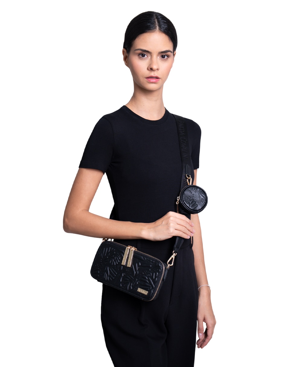 Bolsa crossbody Grabado Mariposa de piel para mujer 4