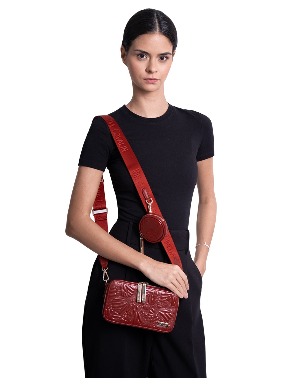 Bolsa crossbody Pineda Covalin Grabado Mariposa de piel para mujer