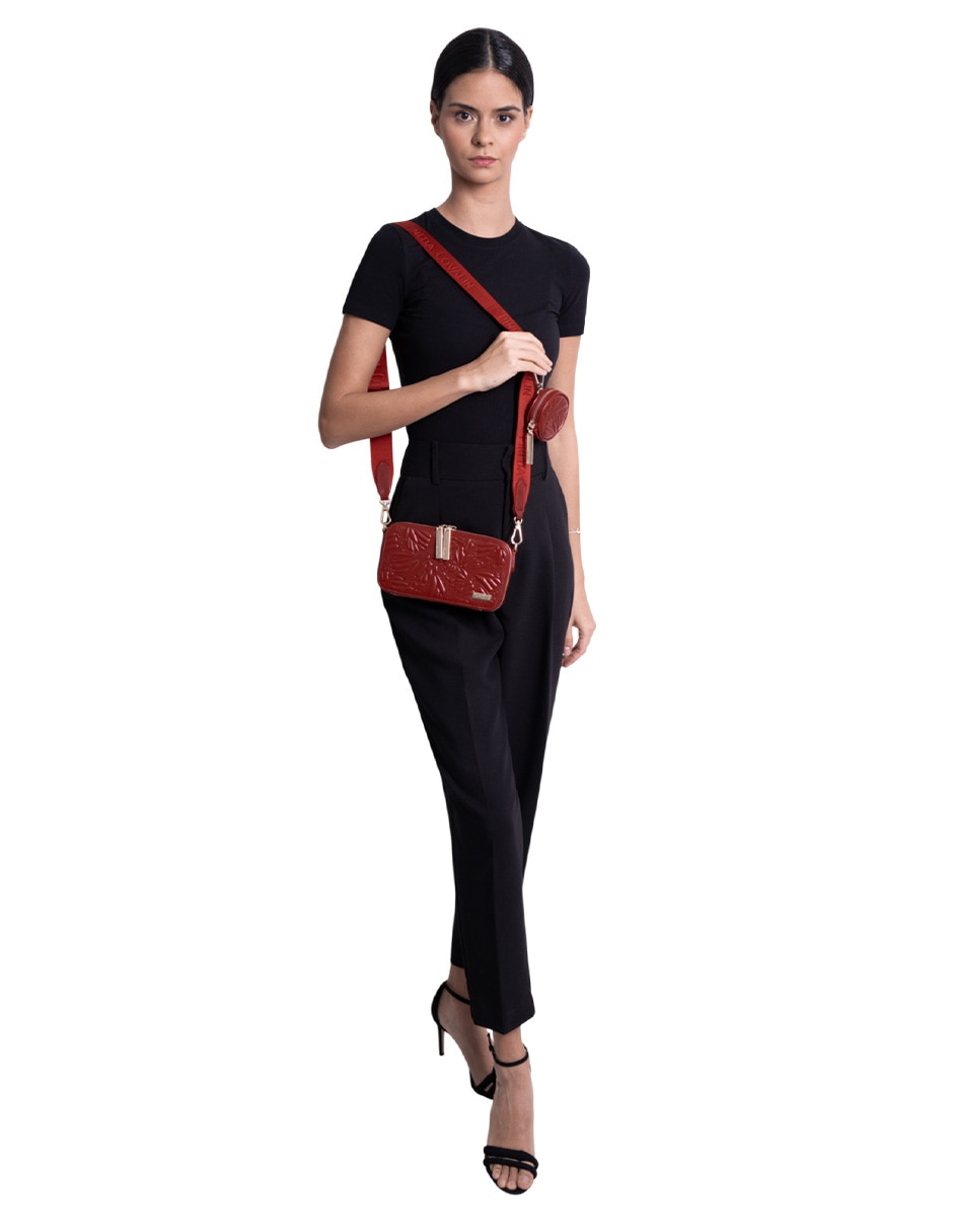 Bolsa crossbody Pineda Covalin Grabado Mariposa de piel para mujer
