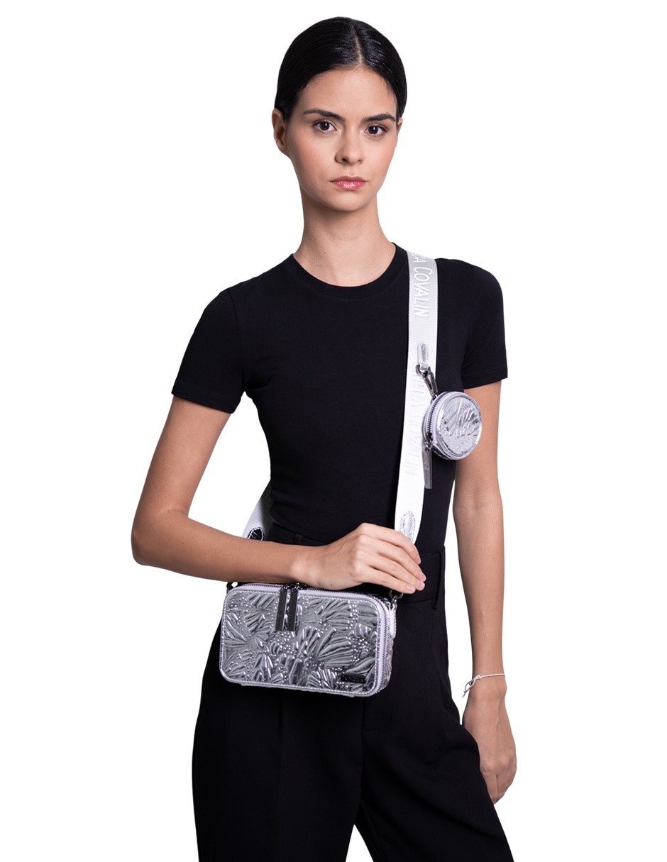 Bolsa crossbody Grabado Mariposa de piel para mujer 2