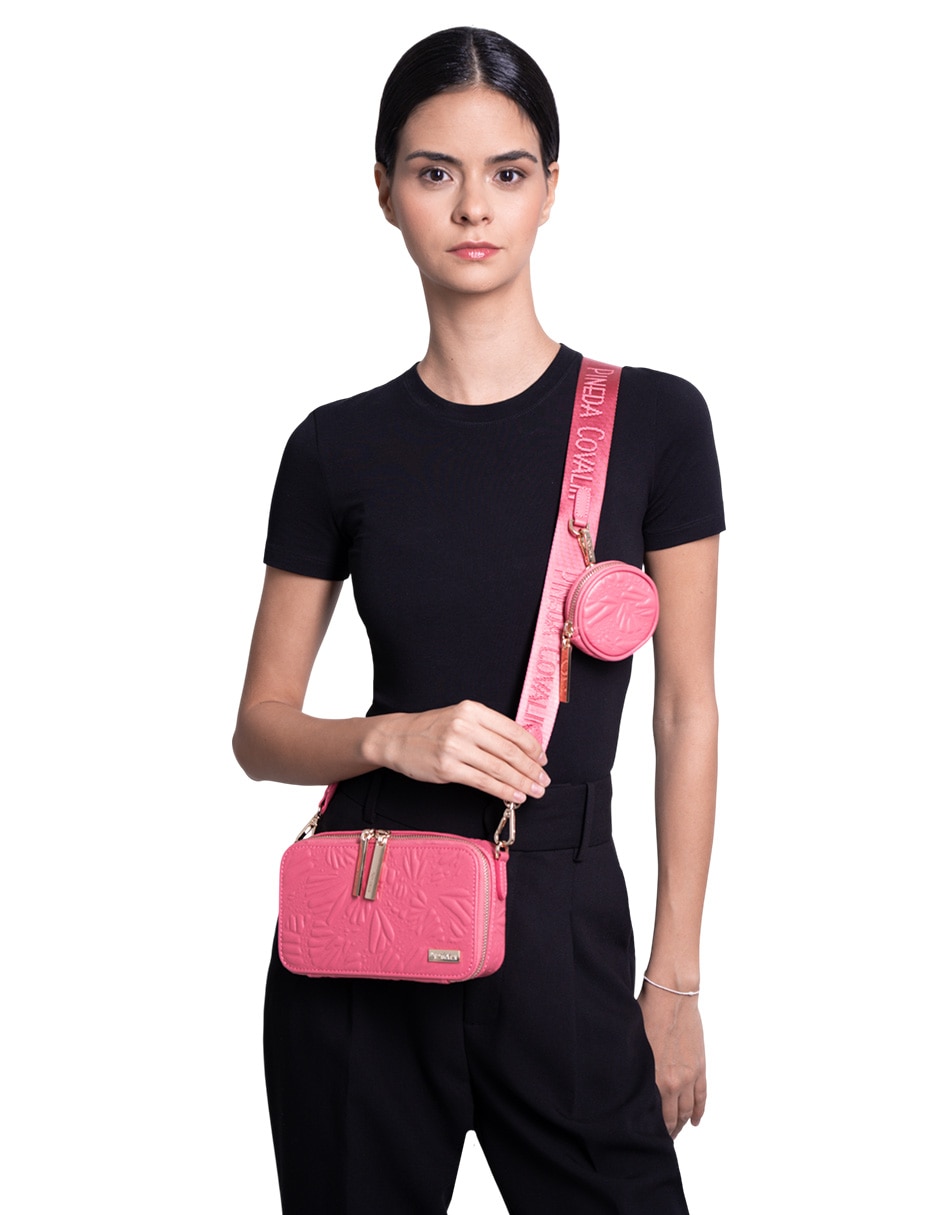 Bolsa crossbody Pineda Covalin Grabado Mariposa de piel para mujer