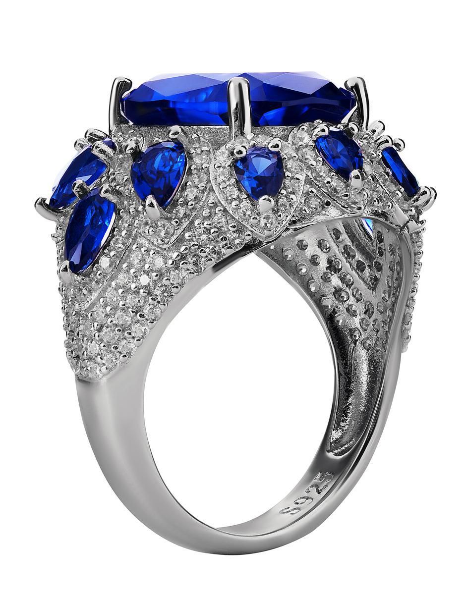 Anillo P 925 de plata zafiro pavé 3