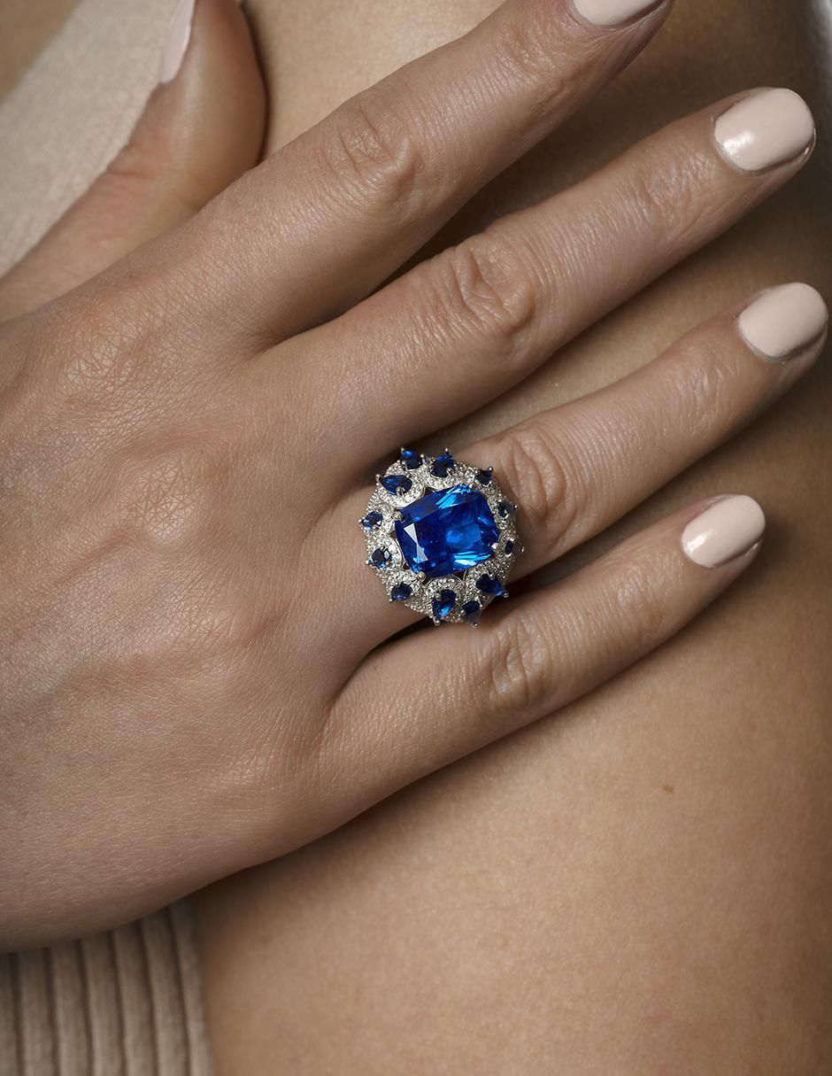 Anillo P 925 de plata zafiro pavé 4