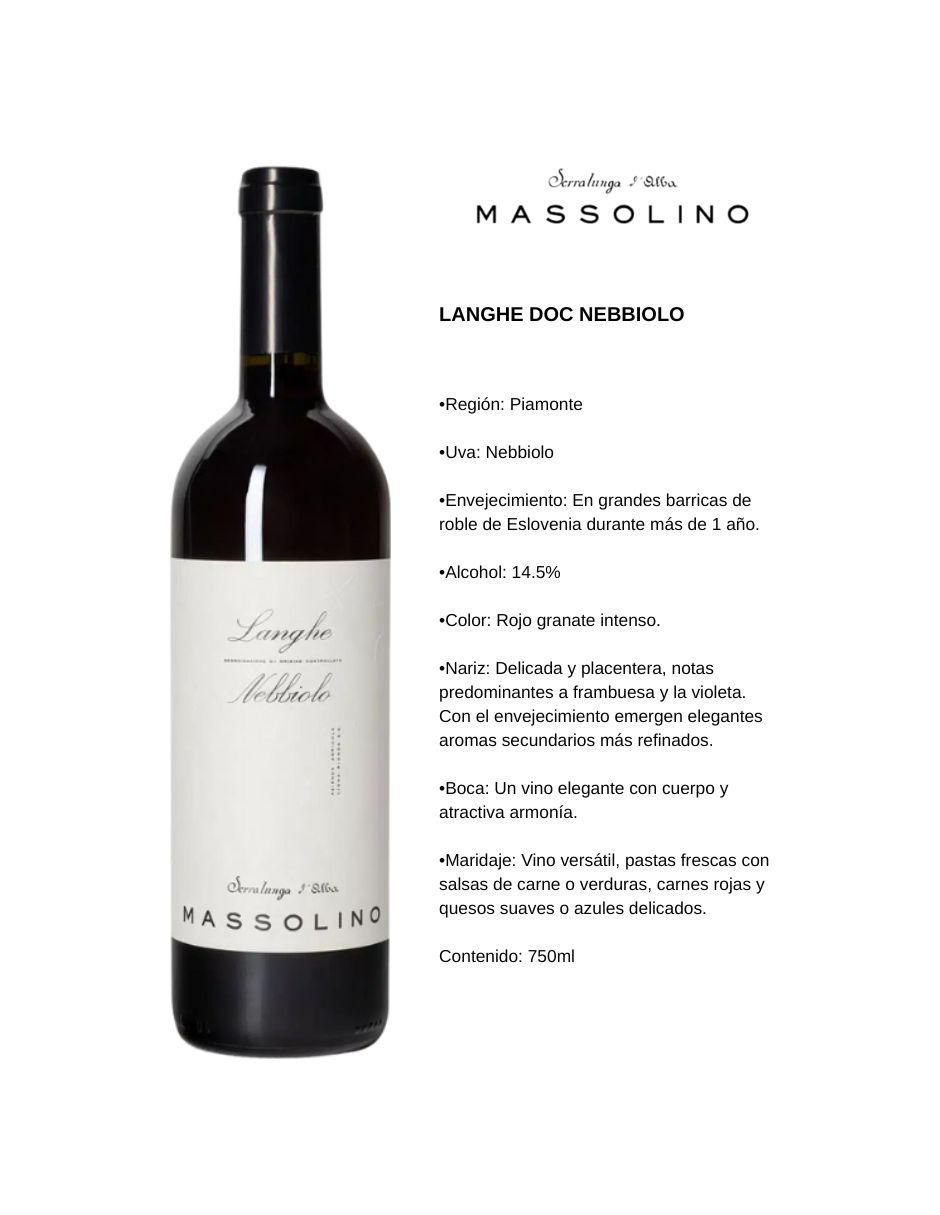 Vino tinto Massolino Massolino nebbiolo 750 ml