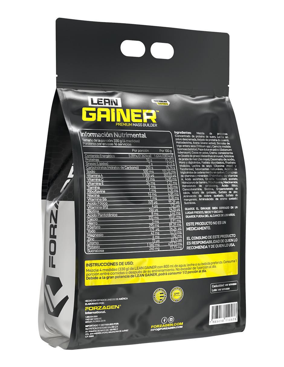 Lean Gainer 50 g de proteína y 250 g de carbs Forzagen sabor chocolate de 5.44 kg