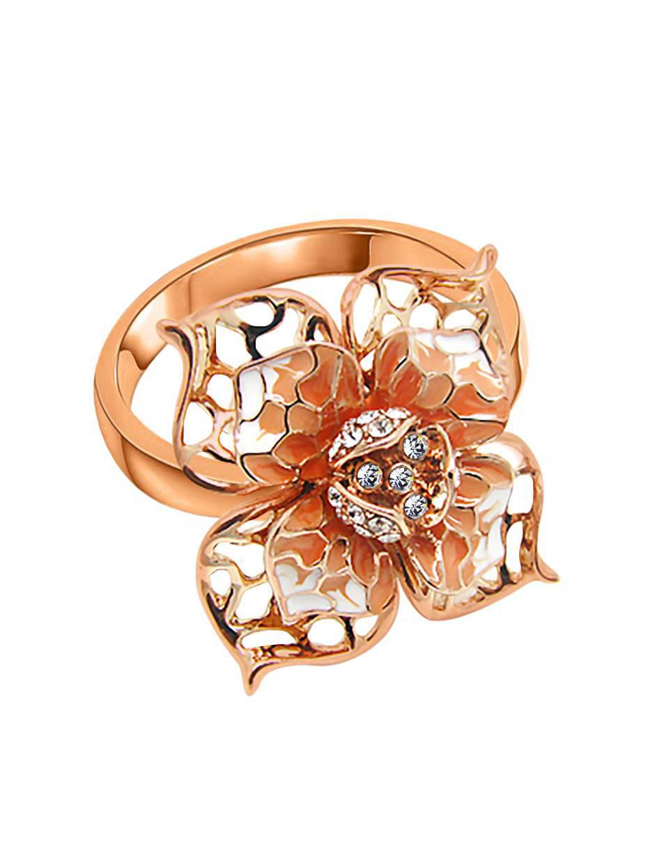 Anillo multi gemas de flor Ocean Heart Fashion Flora 18 k cristal baño de oro rosa