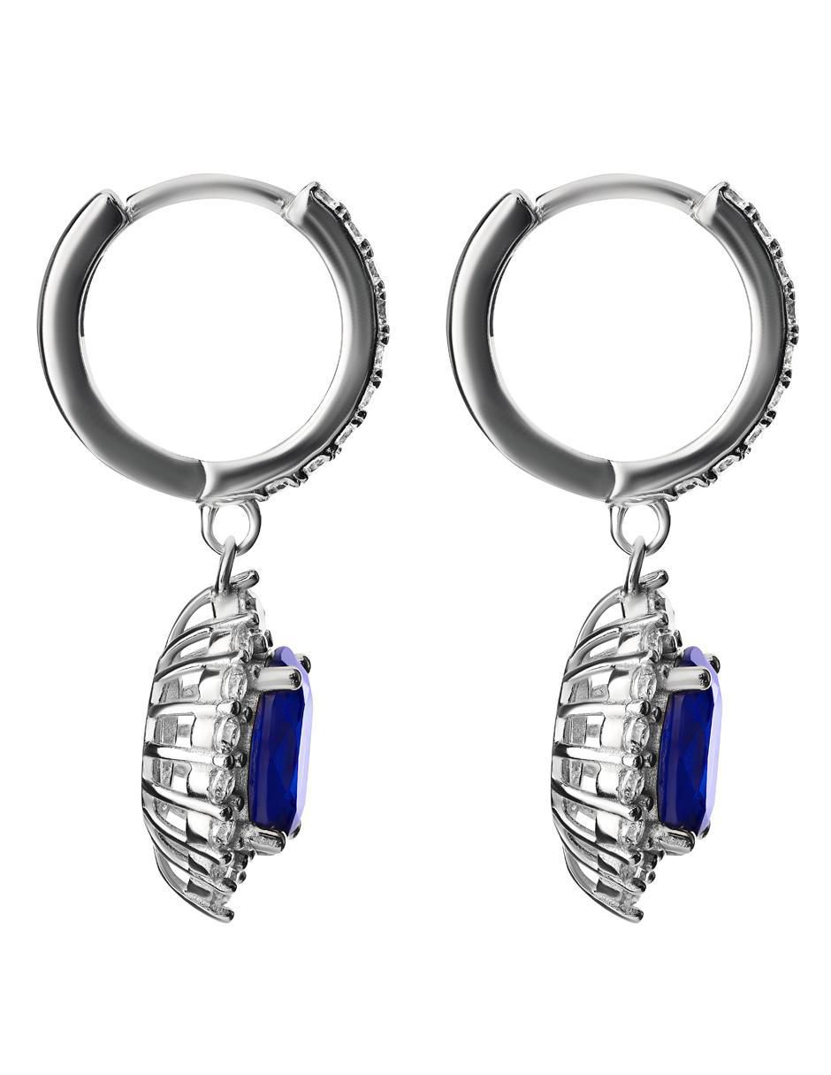 Aretes largos de ovalo Gladkova Joyería de plata P 925 con acabado pavé zafiro