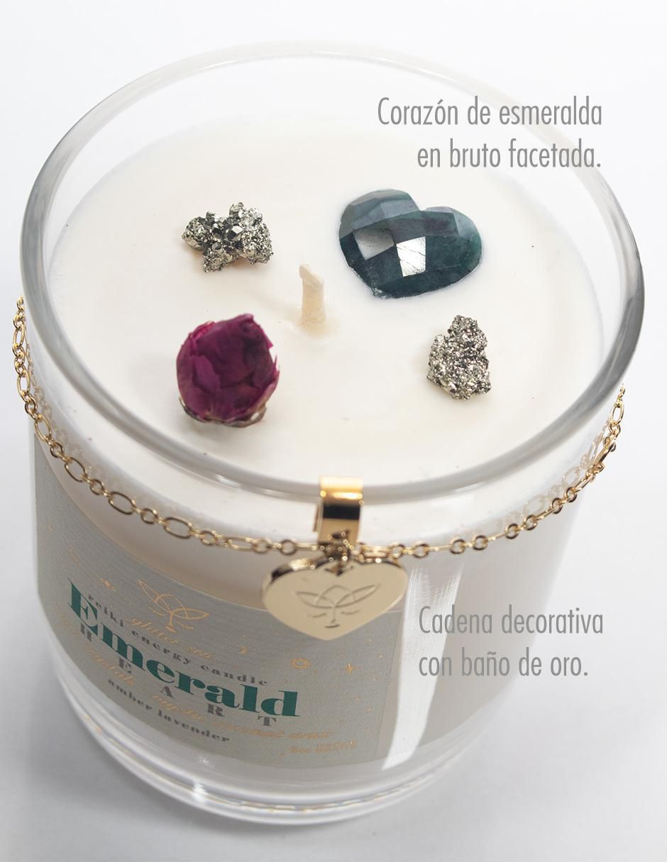 Vela Glitter Zen Emerald Heart 1 pieza aroma ámbar