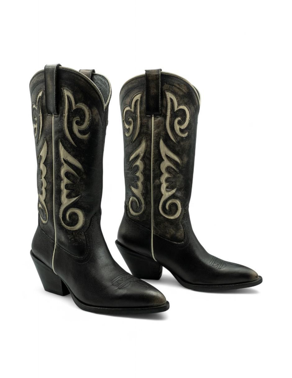 Bota cowboy abajo de la rodilla Lyard de piel para mujer
