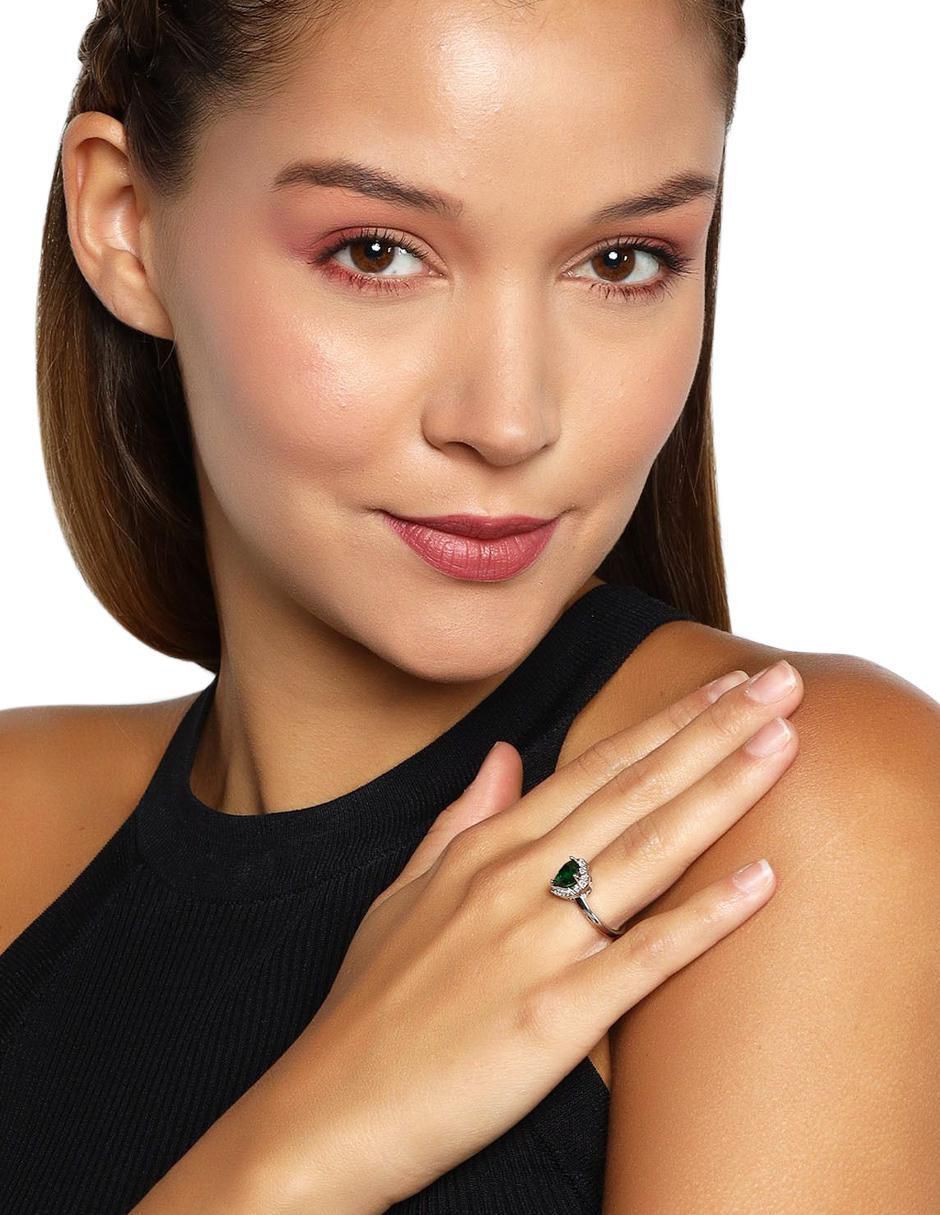 Anillo multi gemas de corazón Ocean Heart Elegant 18 k cristal baño de oro blanco