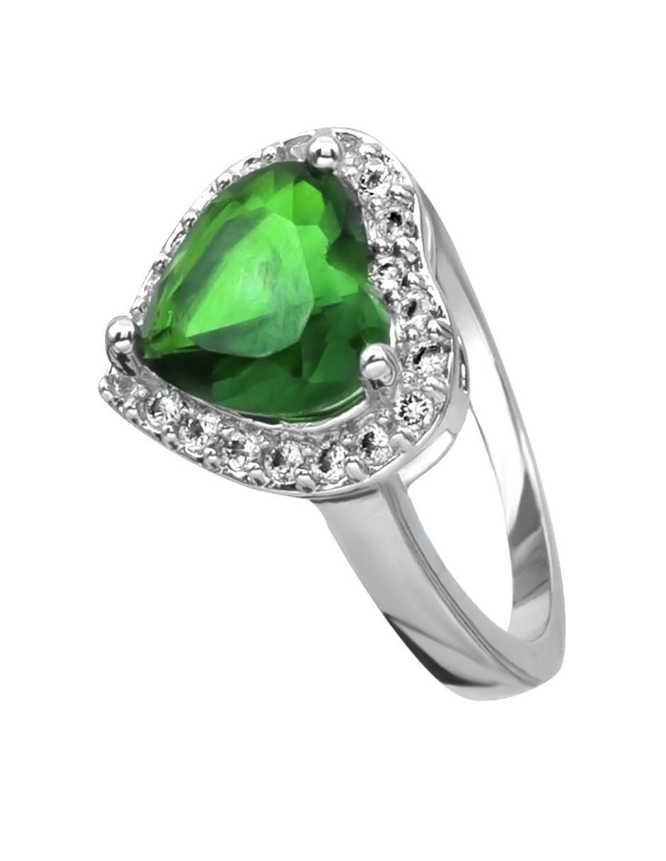 Anillo multi gemas de corazón Ocean Heart Elegant 18 k cristal baño de oro blanco