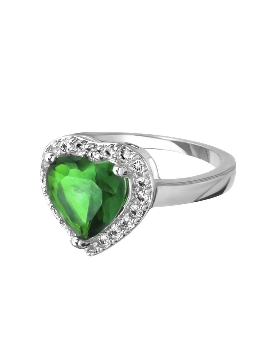 Anillo multi gemas de corazón Ocean Heart Elegant 18 k cristal baño de oro blanco