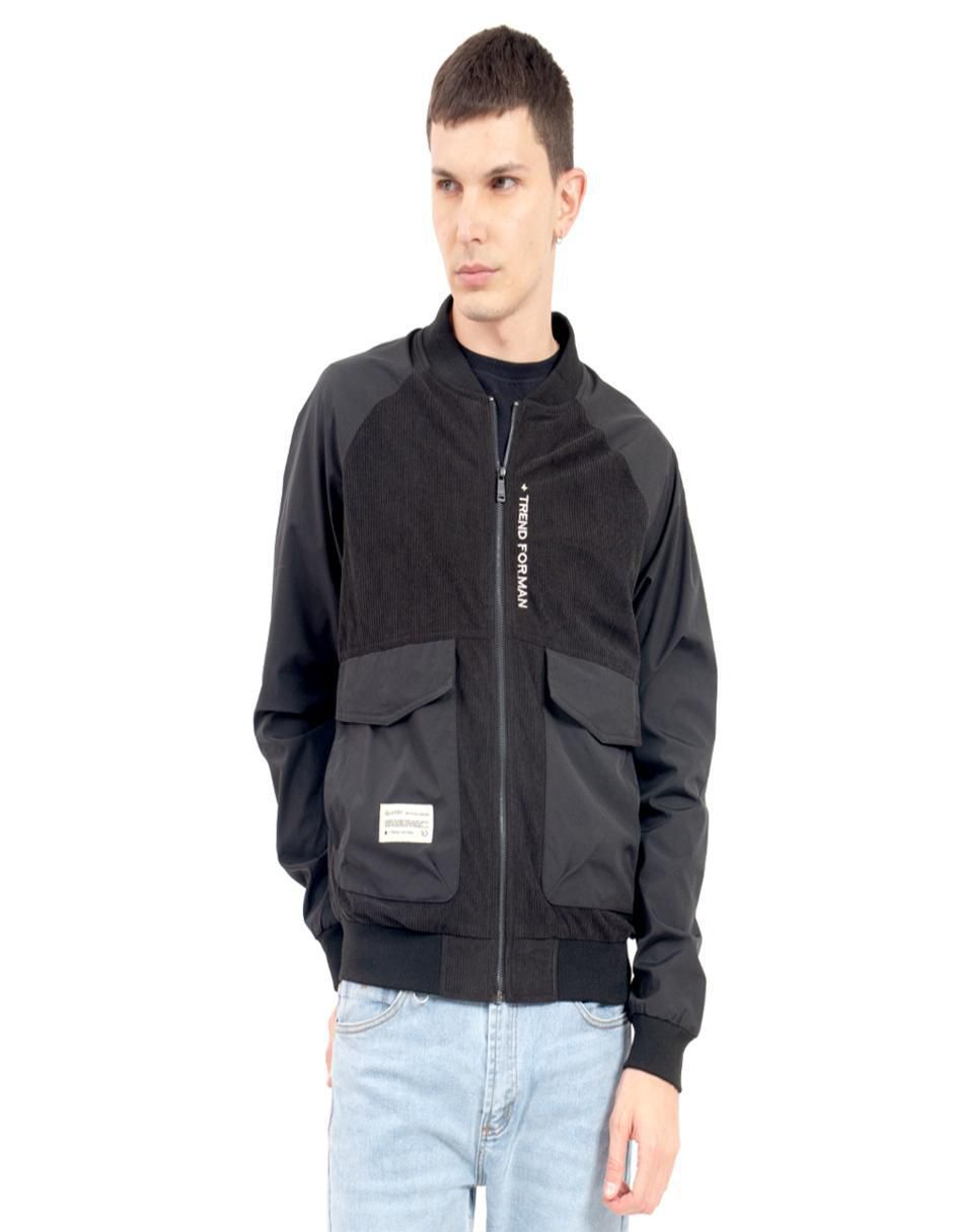 Chamarra bomber con bolsillos para hombre 1