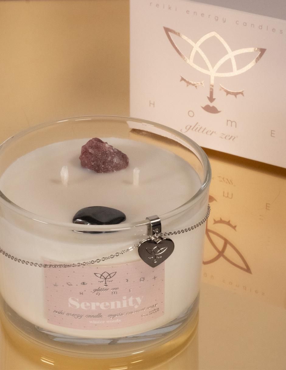Vela Glitter Zen Home Serenity aroma madera pachuli y vainilla