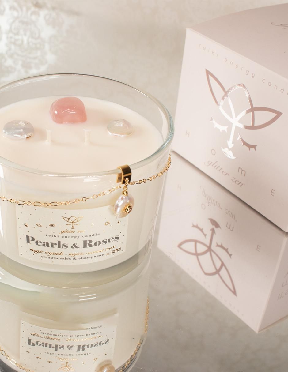 Vela Glitter Zen home pearls & roses 1 pieza aroma frutal