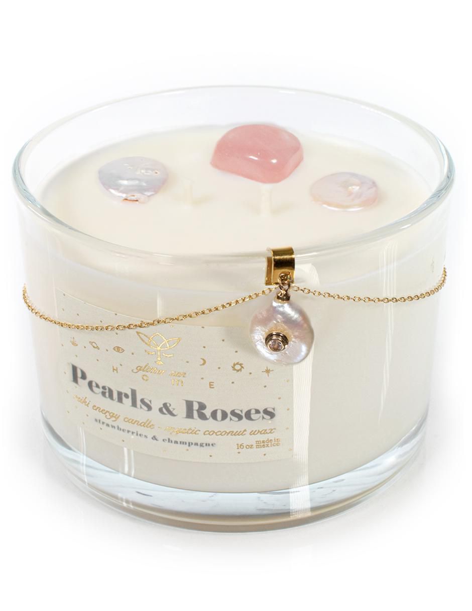 Vela home pearls & roses 1 pieza aroma frutal
