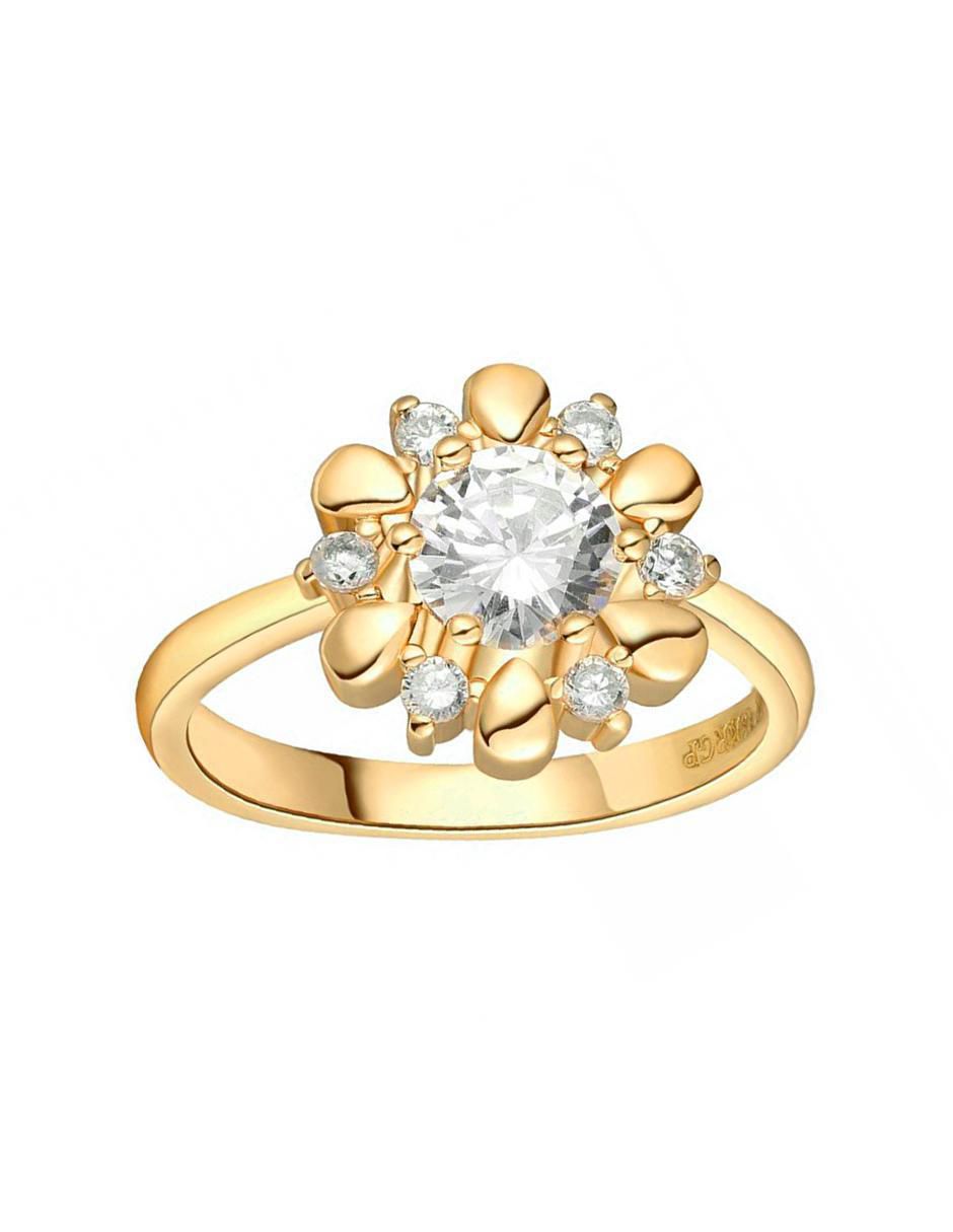 Anillo multi gemas de flor Ocean Heart Fashion 18 k cristal baño de oro