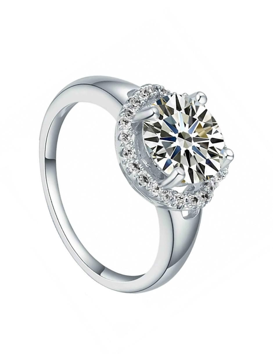 Anillo multi gemas Ocean Heart Elegant 18 k cristal baño de oro blanco