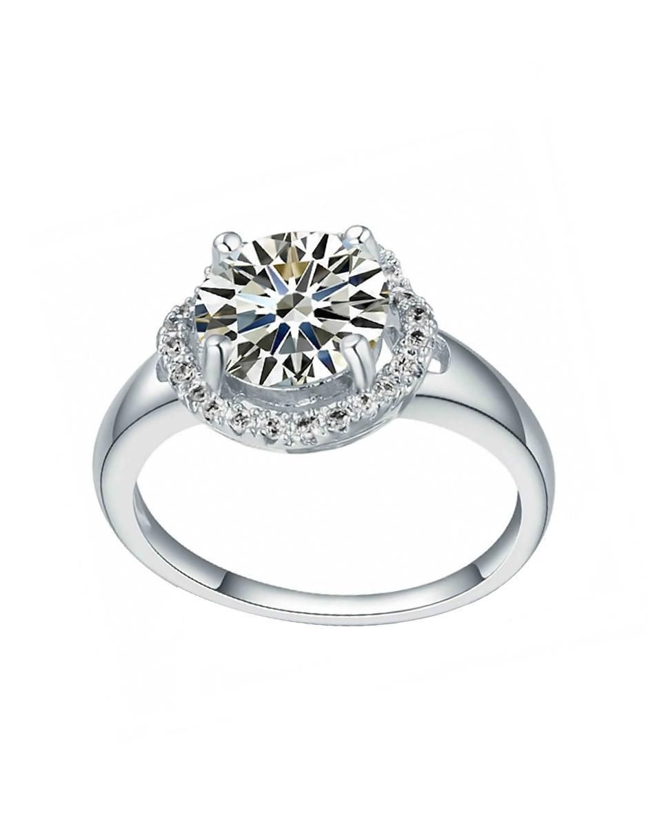 Anillo multi gemas Ocean Heart Elegant 18 k cristal baño de oro blanco