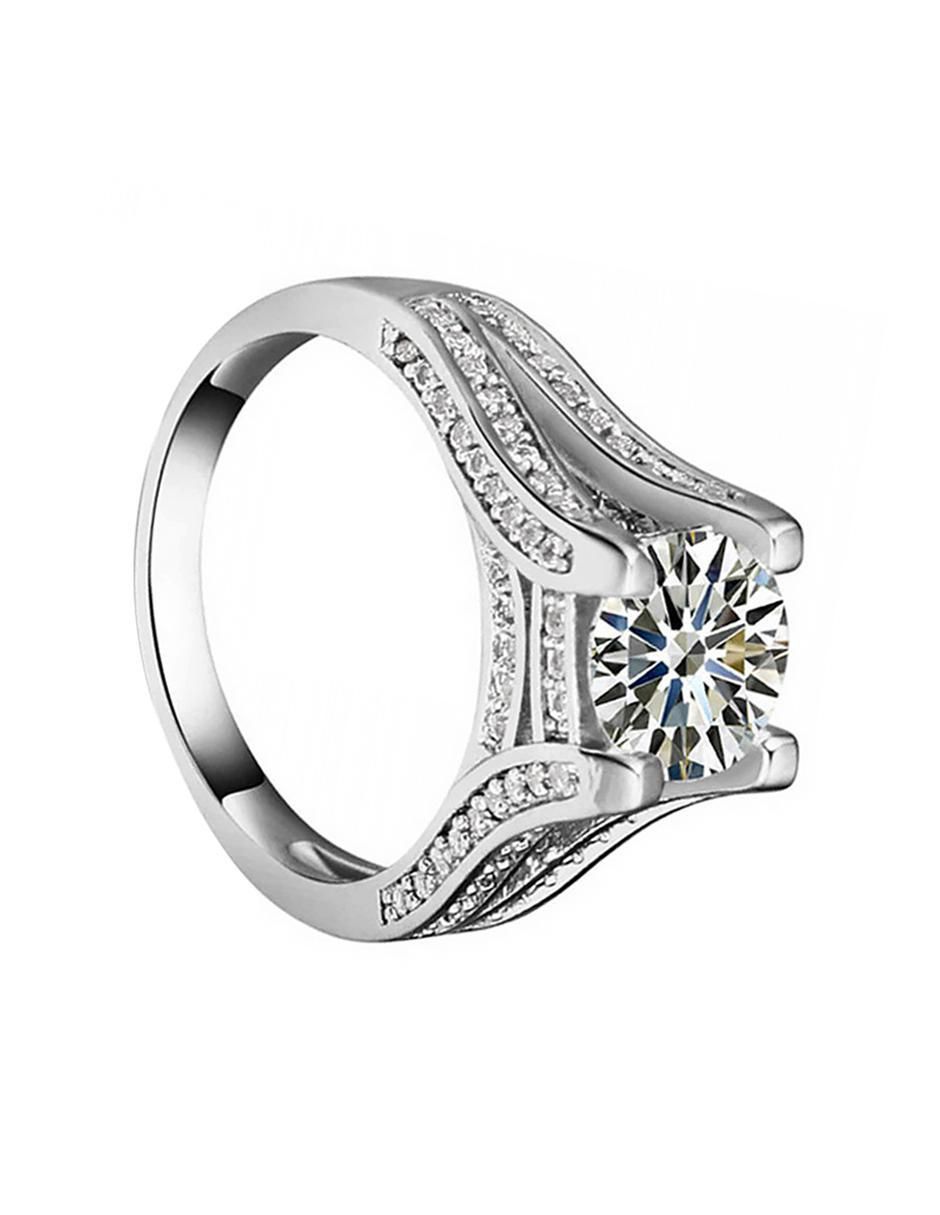 Anillo multi gemas Ocean Heart Elegant 18 k cristal baño de oro blanco