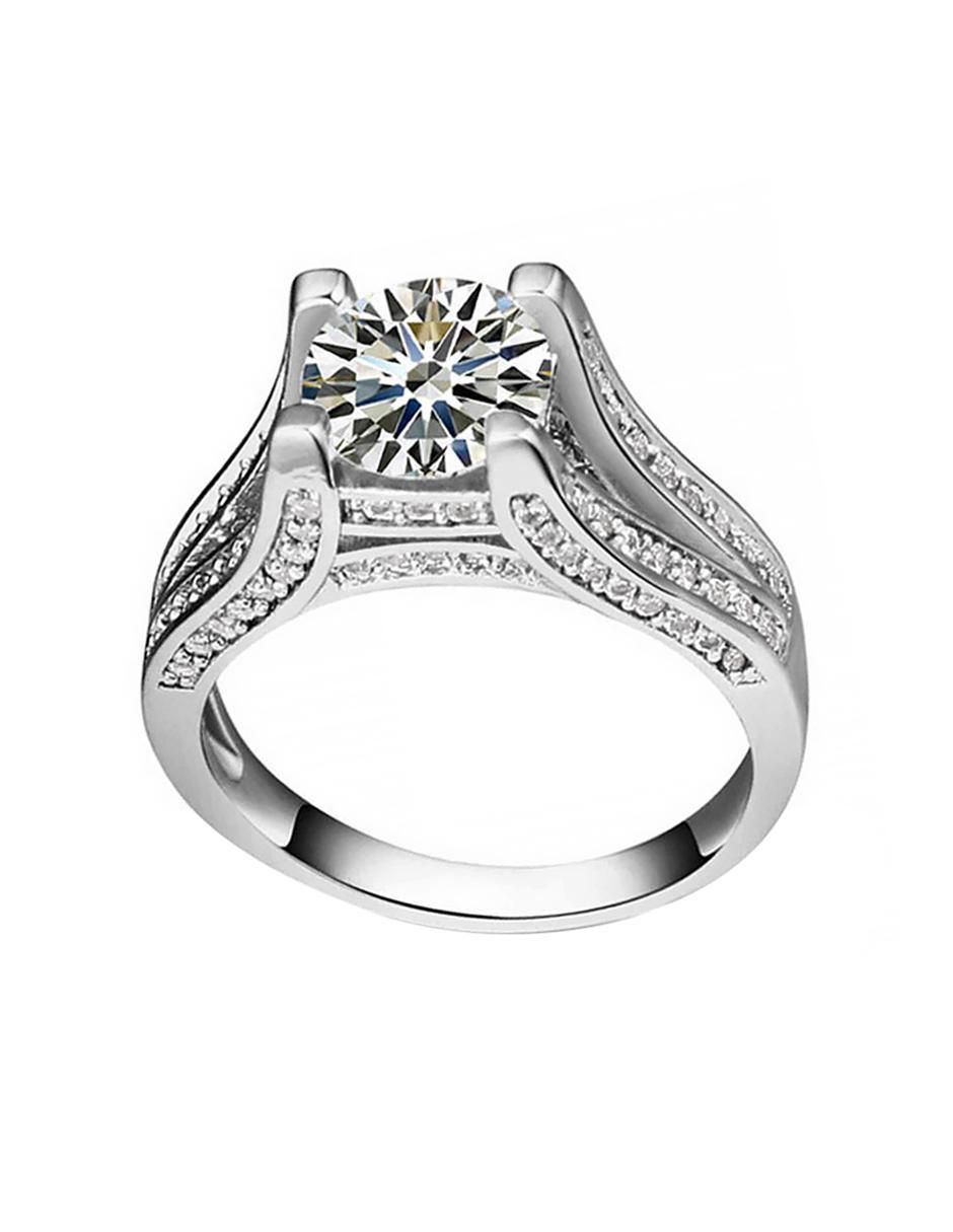 Anillo multi gemas Ocean Heart Elegant 18 k cristal baño de oro blanco Anillo multi gemas Ocean Heart Elegant 18 k cristal baño de oro blanco