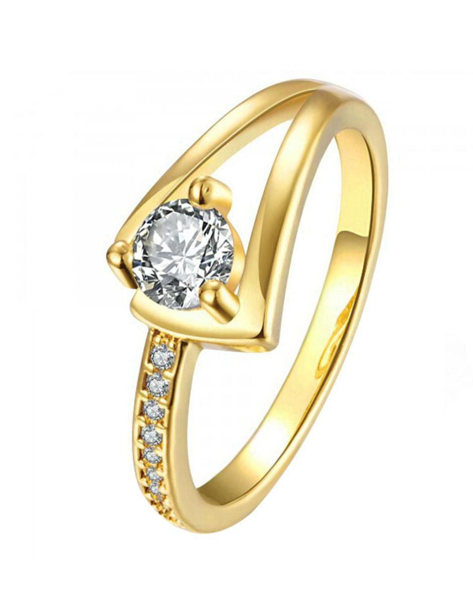 Anillo multi gemas Ocean Heart Elegant 18 k cristal baño de oro